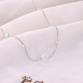 Silver Square White Color Change Cube Station Necklace